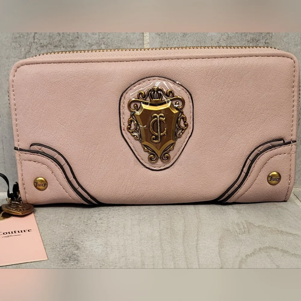 Juicy Couture Dusty Blush Pink, Romance Gusset Large Zipper Wallet - NWT
